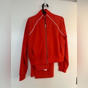 NWT 2 piece set! Spanx Air Essentials Pique straight track pants and top, poppy